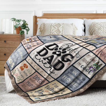 Blanket for Dog Dad Gifts, “Best Dog Dad Ever”, From Son or Daughter, Birthday, Christmas, Everyday Encouragement, Inspirational