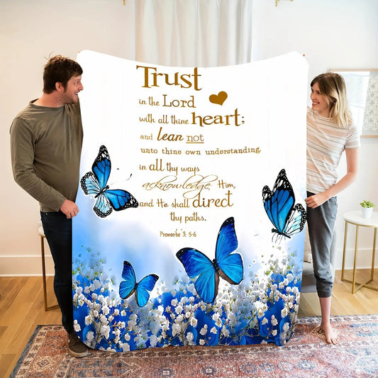 Blanket for Faith Gifts - Trust in the Lord with all thine heart - From Parents, Birthday, Christmas, Everyday Encouragement, Inspirational