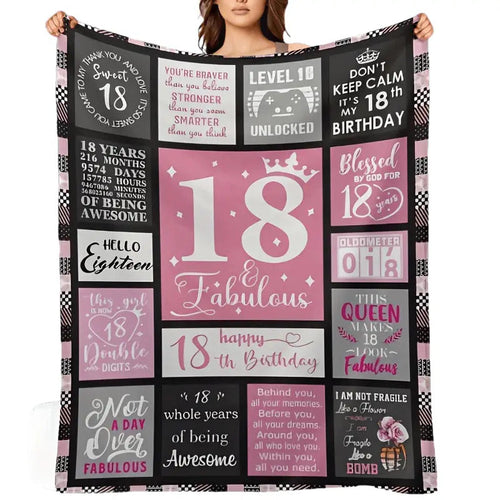 Gifts for Daughter Blanket - 18 & Fabulous - From Parents, Birthday, Graduation, Everyday Encouragement, Inspirational, Motivational