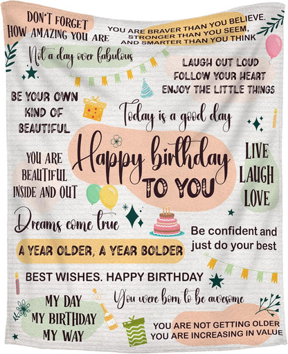 Blanket for Daughter Gifts, “Happy birthday to you”, From Mom Dad, Birthday Christmas Graduation Holiday, Inspirational Motivational