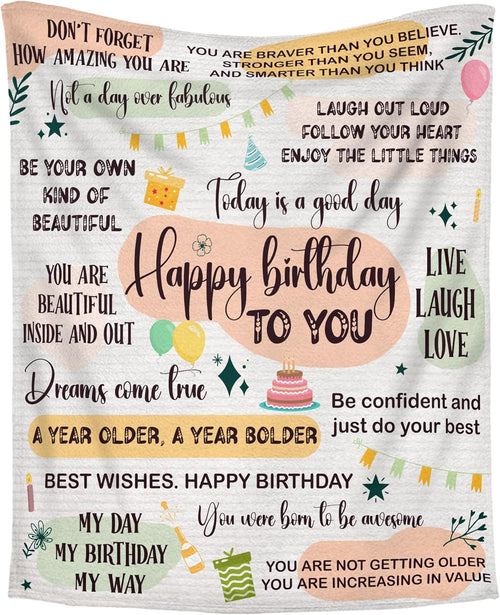 Blanket for Daughter Gifts, “Happy birthday to you”, From Mom Dad, Birthday Christmas Graduation Holiday, Inspirational Motivational