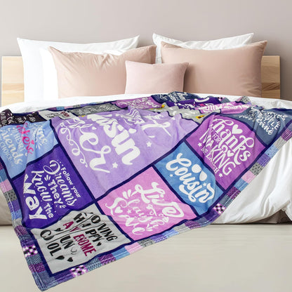 Blanket for Cousin Gifts, “Best Cousin Ever”, From Family, Birthday, Christmas, Graduation, Inspirational Motivational