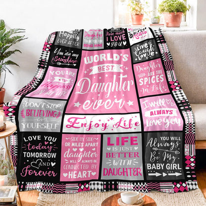 Gifts for Daughter Blanket, “World’s Best Daughter Ever”, From Mom Dad, Birthday, Christmas, Graduation, Motivational Inspirational