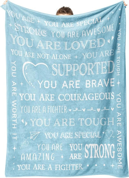 Gifts for Son Blanket, “You Are Loved, Supported, Brave, Courageous, Strong”, From Mom Dad, Birthday, Christmas, Encouragement, Inspirational