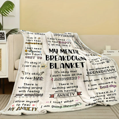 Mental Health Blanket for Gifts - My Mental Breakdown Blanket - From Family Friends, Birthday Christmas Everyday Encouragement, Inspirational Motivational