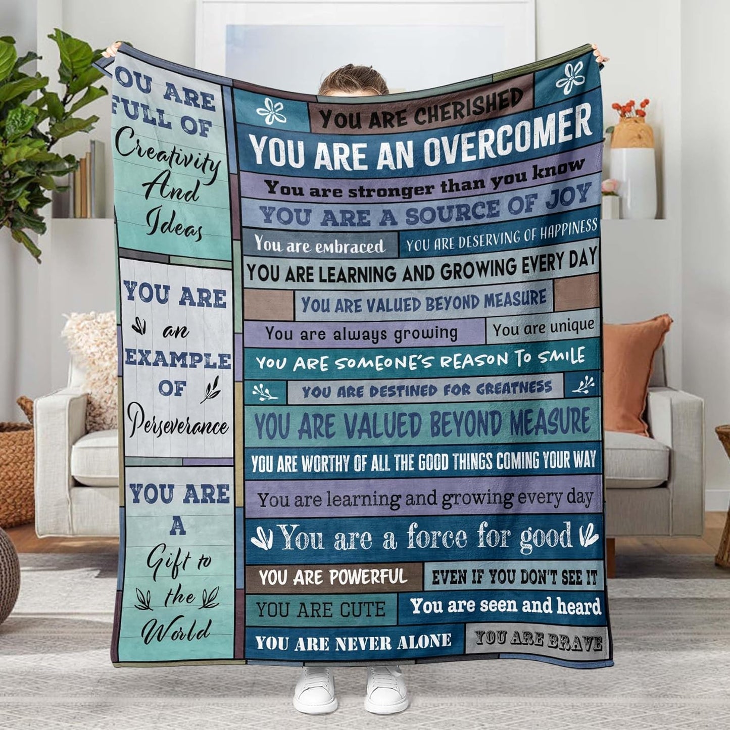 Blanket for Son Gifts, “You Are an Overcomer”, From Parents, Birthday, Christmas, Graduation, Inspirational, Motivational