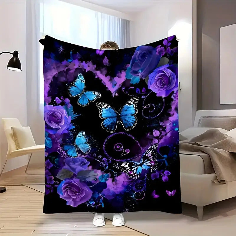 Gifts for Her Blanket, "Butterflies and Roses Forever", From Family, Birthday, Christmas, Everyday Encouragement, Inspirational