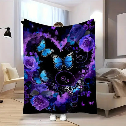 Gifts for Her Blanket, "Butterflies and Roses Forever", From Family, Birthday, Christmas, Everyday Encouragement, Inspirational