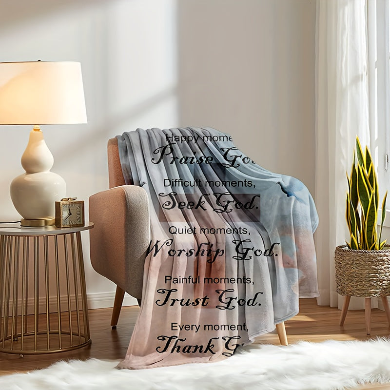Inspirational Blanket Gifts for Faith - Happy moments, Praise God. Difficult moments, Seek God. Quiet moments, Worship God. Painful moments, Trust God. Every moment, Thank God.” From Family, Birthday, Christmas, Everyday Encouragement, Motivational