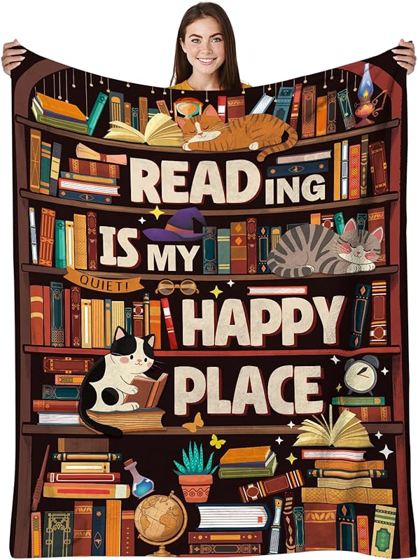 Blanket for Book Lover Gifts, “This Is My Book Reading Blanket”, From Parents, Birthday Christmas Graduation, Inspirational Motivational
