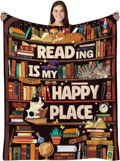 Blanket for Book Lover Gifts, “This Is My Book Reading Blanket”, From Parents, Birthday Christmas Graduation, Inspirational Motivational