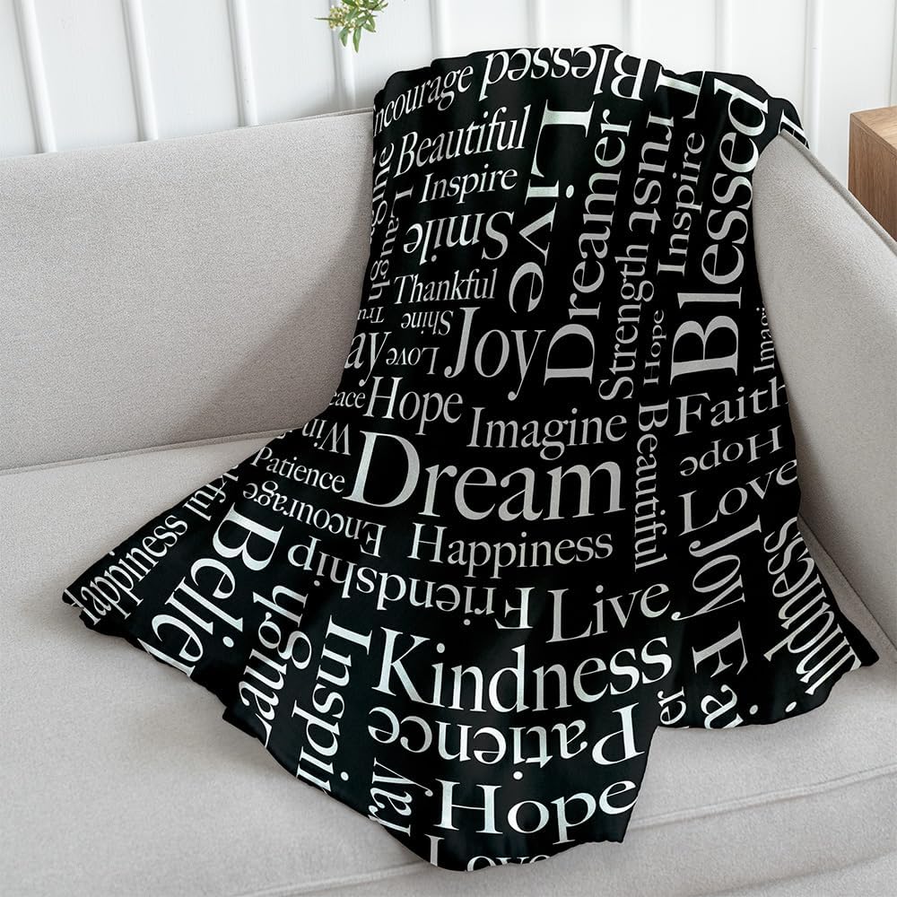 Blanket for Son Gifts, “Dream Joy Hope Blessed Kindness Inspire”, From Mom Dad, Birthday Christmas Graduation, Inspirational Motivational