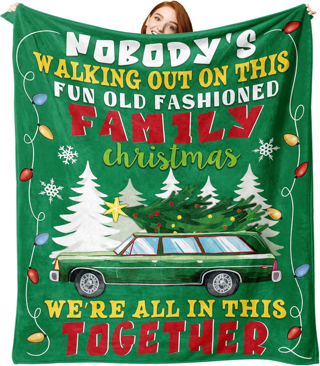 Blanket for Family Gifts, "Nobody's Walking Out on This Fun Old Fashioned Family Christmas We're All in This Together", From Parents, Christmas Birthday Holiday, Inspirational