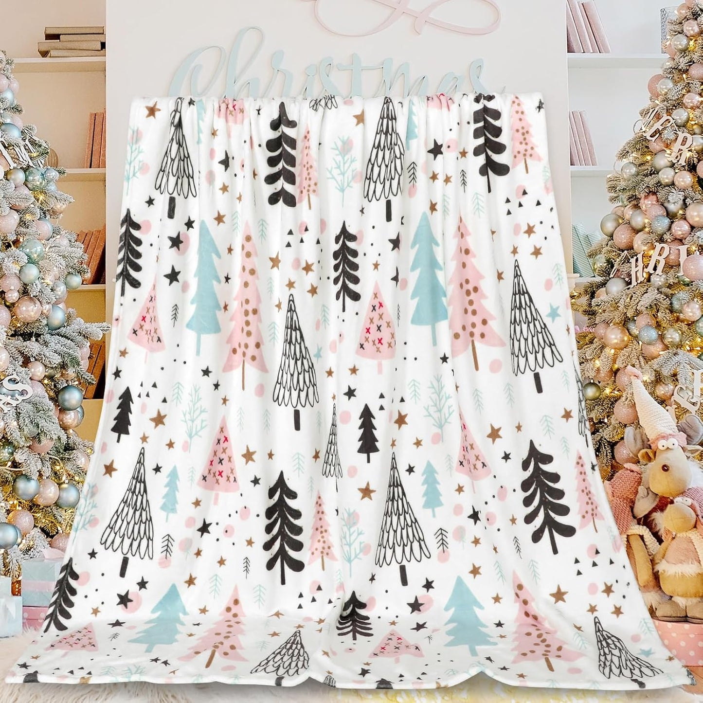 Blanket for Son Gifts, “Merry Christmas Trees”, From Parents, Christmas Birthday Holiday, Inspirational