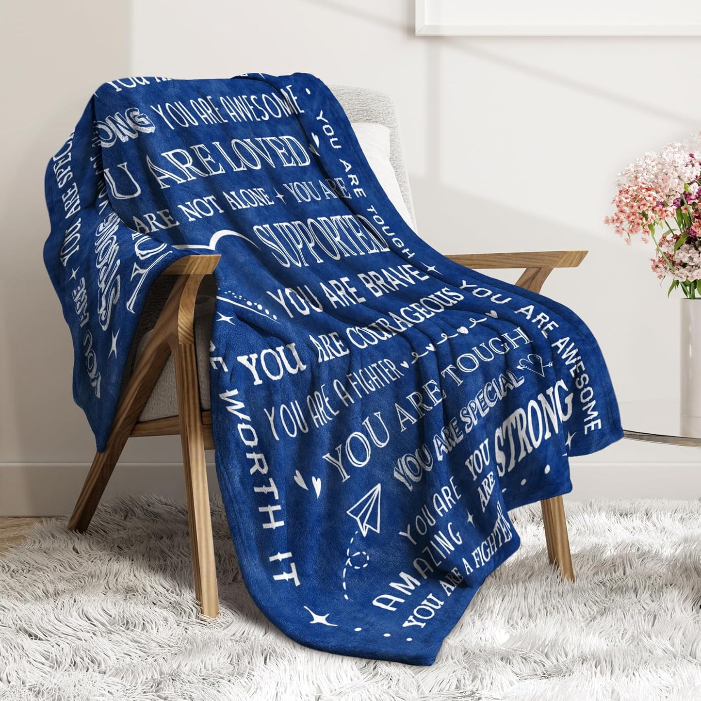 Blanket for Son Gifts, “You Are Loved You Are Supported You Are Brave You Are Strong”, From Mom Dad, Birthday Christmas Graduation, Inspirational