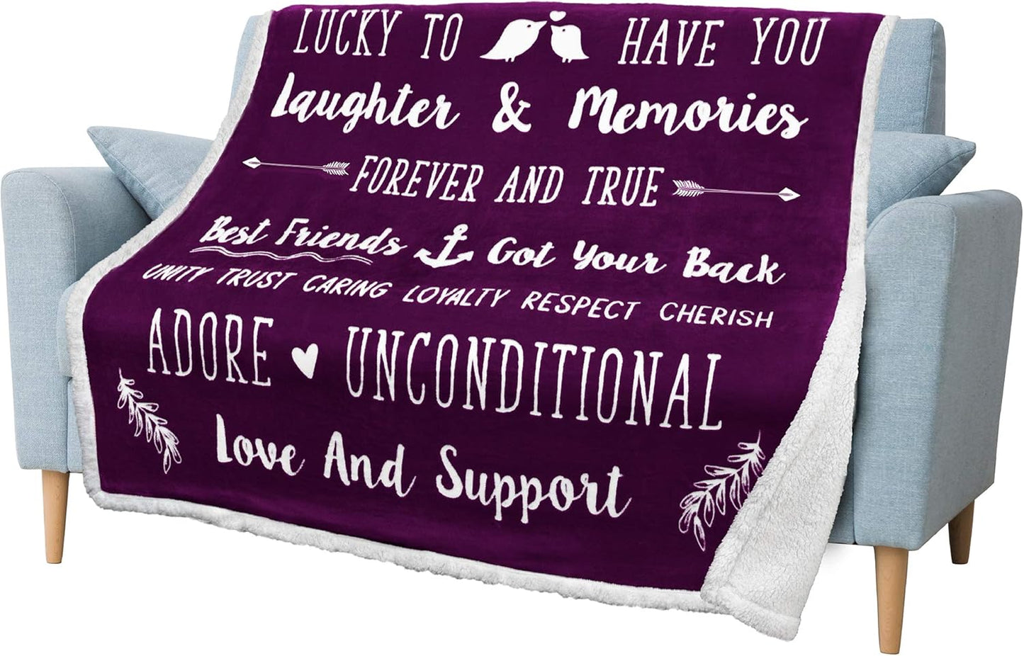 Blanket for Son Gifts, “Always Here for You Lucky to Have You Laughter & Memories”, From Parents, Birthday, Graduation, Inspirational