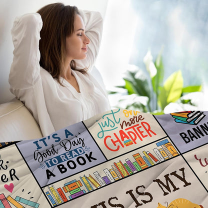 Blanket for Book Lover Gifts, “This Is My Book Reading Blanket”, From Parents, Birthday Christmas Graduation Everyday, Inspirational