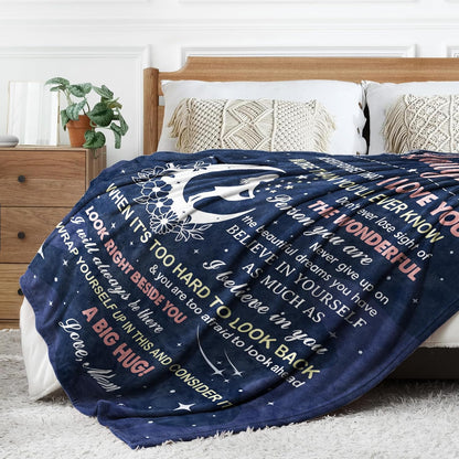Blanket for Daughter Gifts, “I Love You More Than You’ll Ever Know I Believe In You”, From Mom, Birthday Christmas Graduation, Inspirational