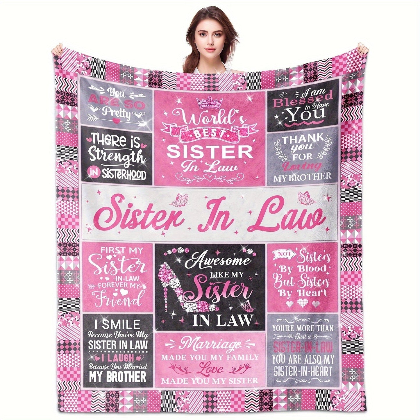 Gifts for Sister in Law Blanket - World’s Best Sister In Law,” From Brother, Birthday, Christmas, Everyday Encouragement, Inspirational