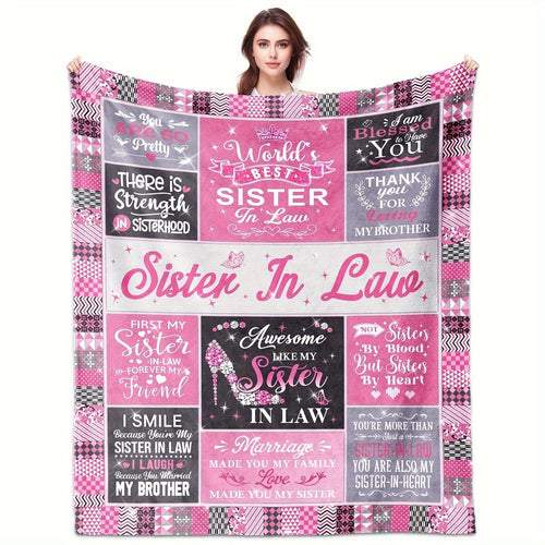 Gifts for Sister in Law Blanket - World’s Best Sister In Law,” From Brother, Birthday, Christmas, Everyday Encouragement, Inspirational