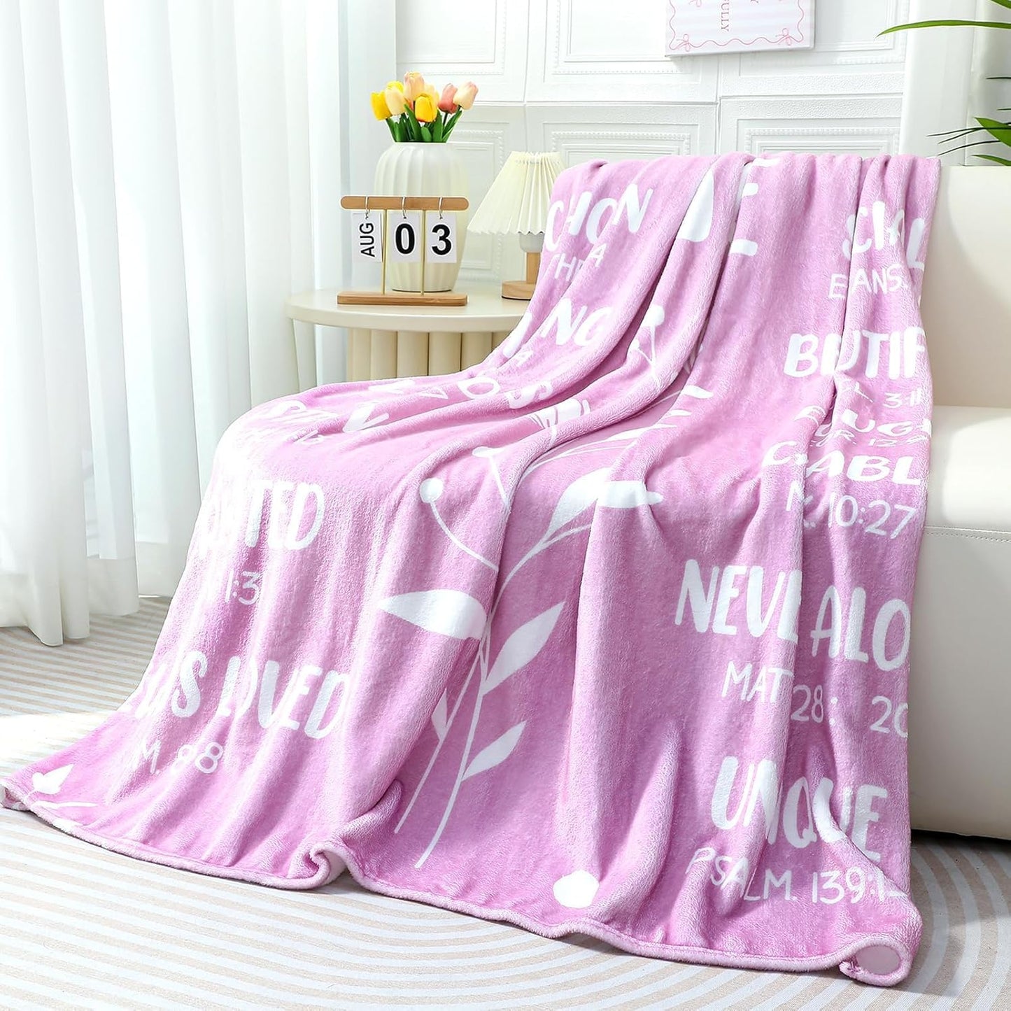 Blanket for Daughter Gifts, “You Are Chosen Amazing Victorious Strong Created Always Loved”, From Mom Dad, Birthday Christmas Graduation Everyday Encouragement, Inspirational Motivational