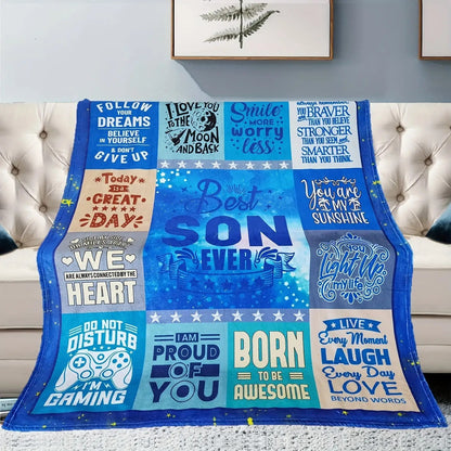 Gifts for Son Blanket - Best Son Ever - From Parents, Birthday, Graduation, Everyday Encouragement, Inspirational Motivational