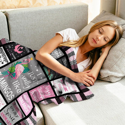 Blanket for Flamingo Lovers Gifts, “I Just Really Like Flamingos”, From Friends, Birthday Christmas Everyday, Inspirational Theme