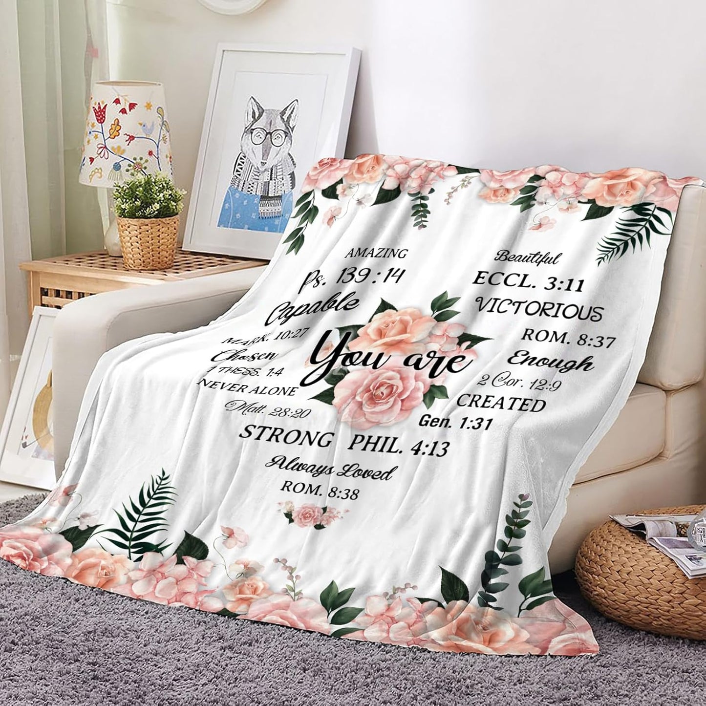 Gifts for Daughter Blanket, “You are Amazing Capable Chosen Loved Strong Created”, From Mom Dad, Birthday Christmas Graduation, Inspirational