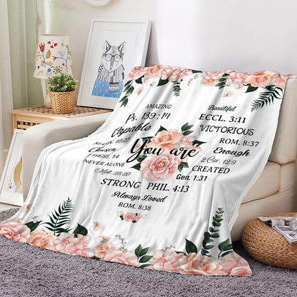 Gifts for Daughter Blanket, “You are Amazing Capable Chosen Loved Strong Created”, From Mom Dad, Birthday Christmas Graduation, Inspirational