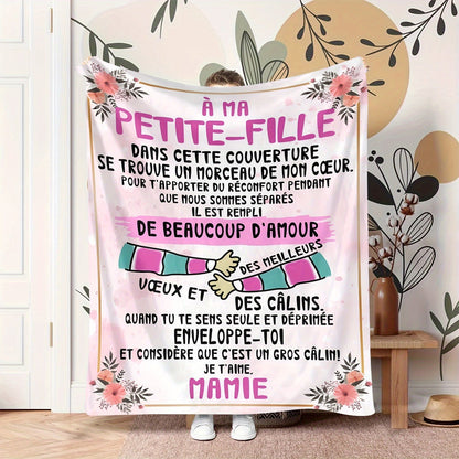 Blanket for Granddaughter Gifts - À Ma Petite-Fille... Il Est Rempli De Beaucoup D'Amour,” From Mamie, Birthday, Christmas, Everyday Encouragement, Inspirational