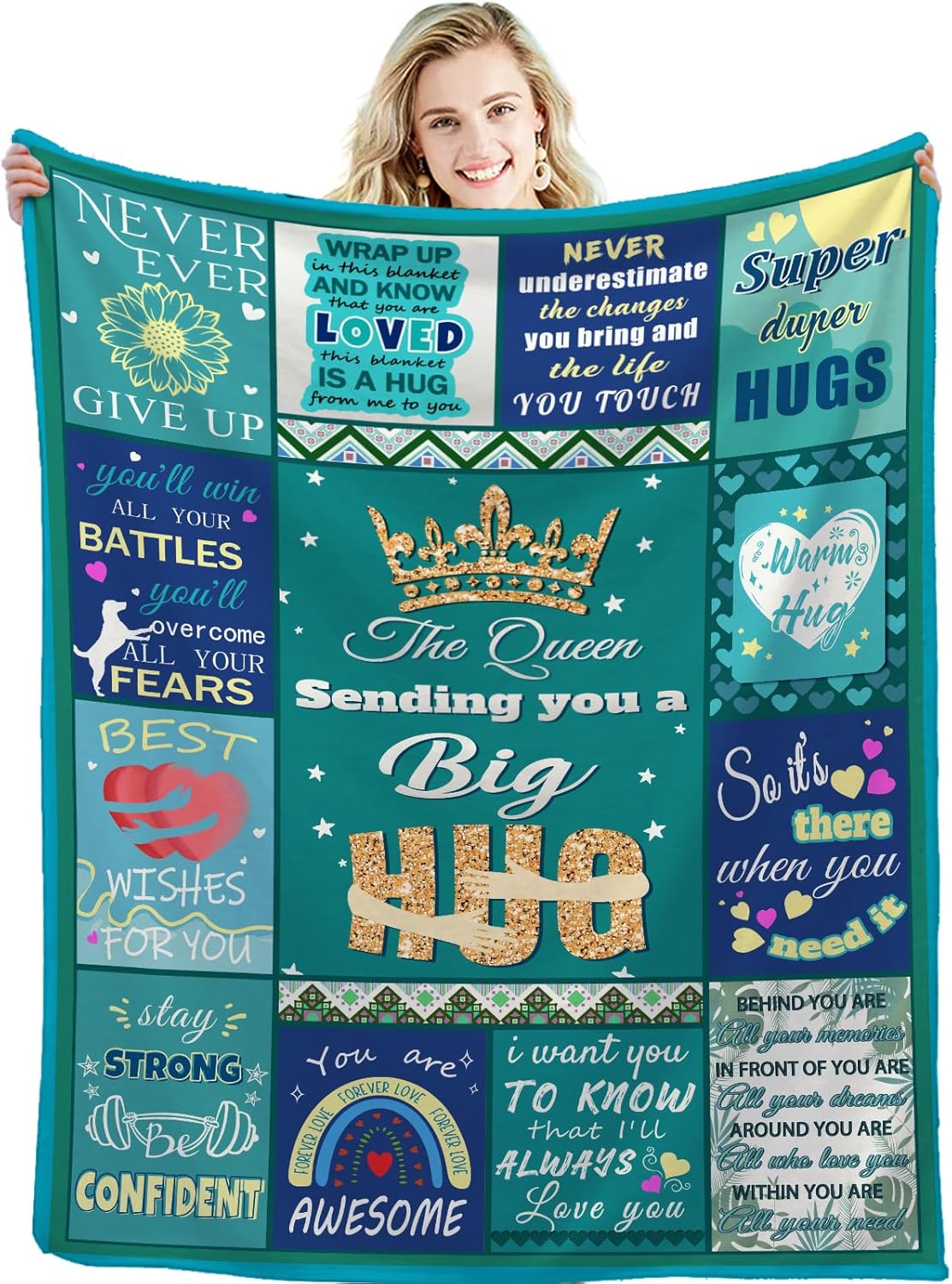Blanket for Daughter Gifts, “The Queen Sending You a Big Hug”, From Mom Dad, Birthday, Christmas, Everyday Encouragement, Inspirational