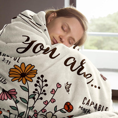 Blanket for Daughter Gifts, “You Are... Beautiful, Capable, Amazing, Loved, Never Alone”, From Mom Dad, Birthday Christmas Graduation, Inspirational