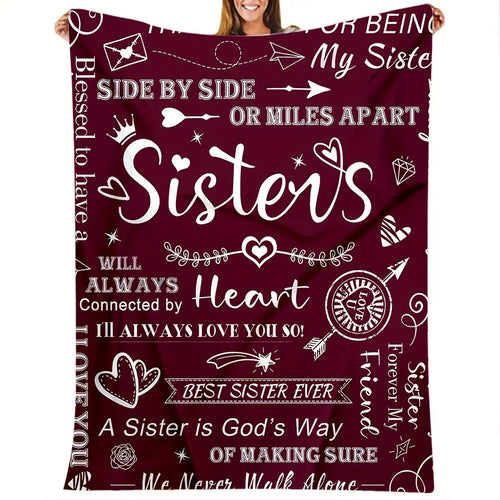 Blanket for Sister Gifts - Sisters Side by Side or Miles Apart Always Connected by Heart - From Sibling, Birthday, Christmas, Everyday Encouragement, Inspirational