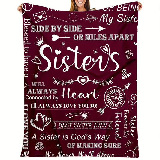 Blanket for Sister Gifts - Sisters Side by Side or Miles Apart Always Connected by Heart - From Sibling, Birthday, Christmas, Everyday Encouragement, Inspirational
