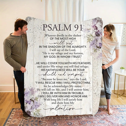 Gifts for Loved Ones Blanket - Psalm 91 Whoever Dwells in the Shelter of the Most High Will Rest - From Family, Birthday Christmas Holiday, Inspirational Faith