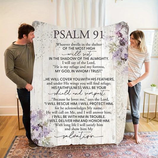 Gifts for Loved Ones Blanket - Psalm 91 Whoever Dwells in the Shelter of the Most High Will Rest - From Family, Birthday Christmas Holiday, Inspirational Faith