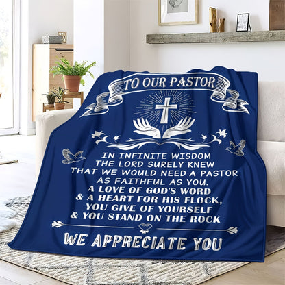 Blanket for Pastor Gifts - To Our Pastor, We Appreciate You - From Congregation, Birthday, Christmas, Everyday Encouragement, Inspirational