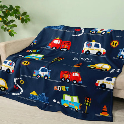 Gifts for Kids Blanket, "Broom... Broom..." From Parents, Birthday, Holiday, Everyday Encouragement, Playful Cars Theme
