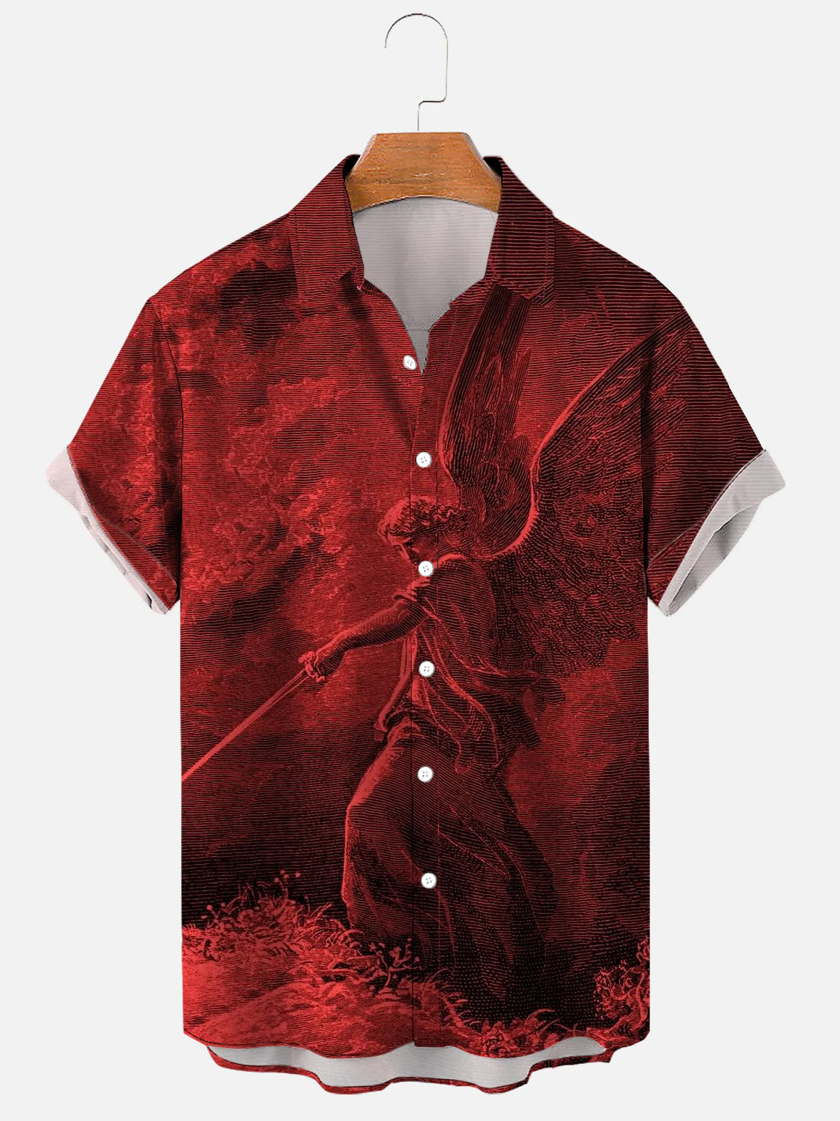 Men's VICD Angel Gustave Dore Art Printing Soft & Breathable Short Sleeve Shirt