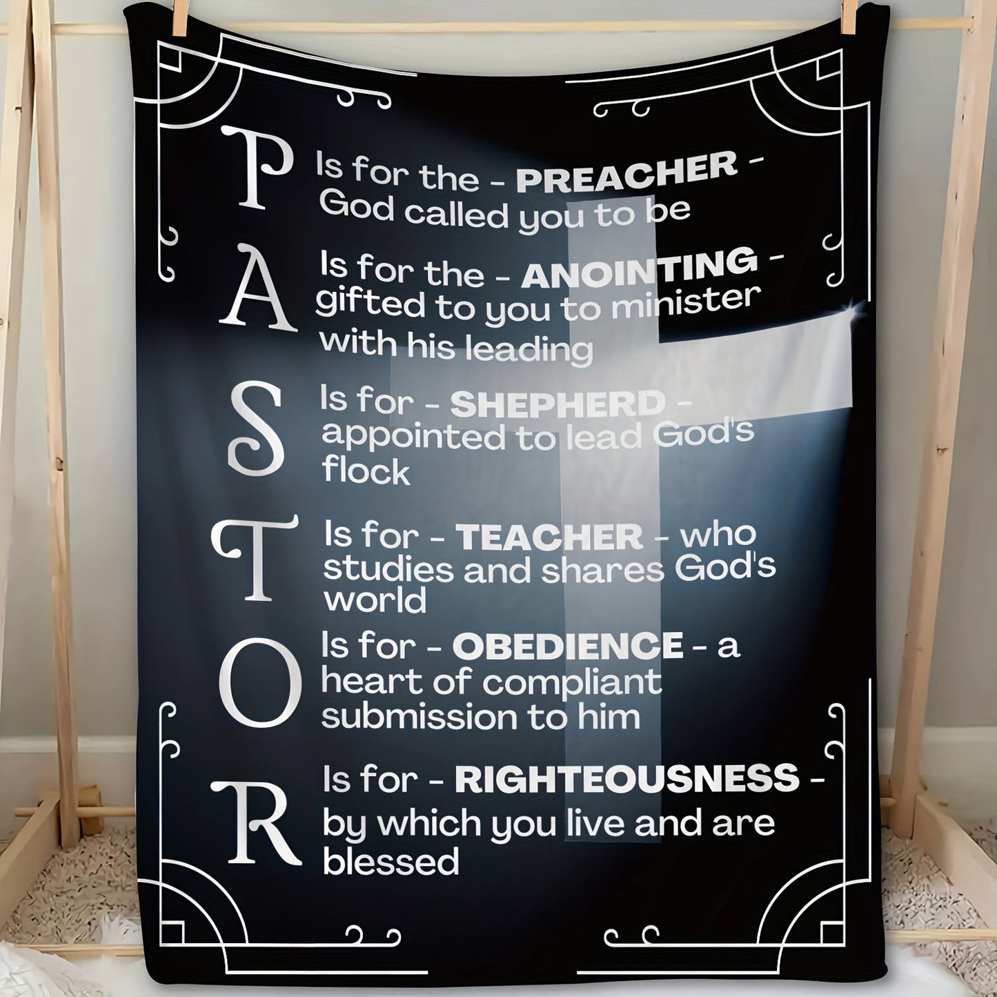 Gifts for Pastor Blanket - PASTOR Is for the Preacher, Anointing, Shepherd, Teacher, Obedience, Righteousness - From Church Family, Birthday, Christmas, Encouragement, Inspirational