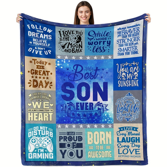 Gifts for Son Blanket - Best Son Ever - From Parents, Birthday, Graduation, Everyday Encouragement, Inspirational Motivational