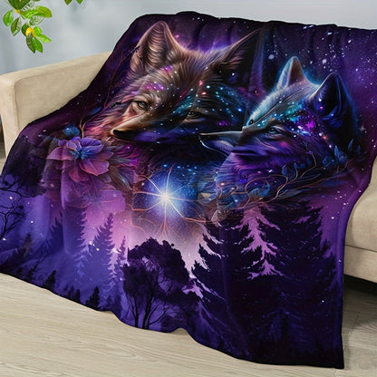 Gifts for Wolf Lovers Blanket - Star Light, Star Bright, Wolf Spirit Shines Tonight - From Family, Birthday, Christmas, Everyday Encouragement, Inspirational