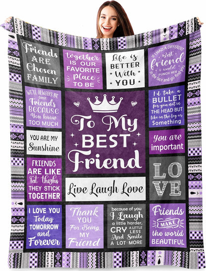 Blanket for Best Friend Gifts, “To My Best Friend”, From Bestie, Birthday Christmas Graduation Everyday Encouragement, Inspirational
