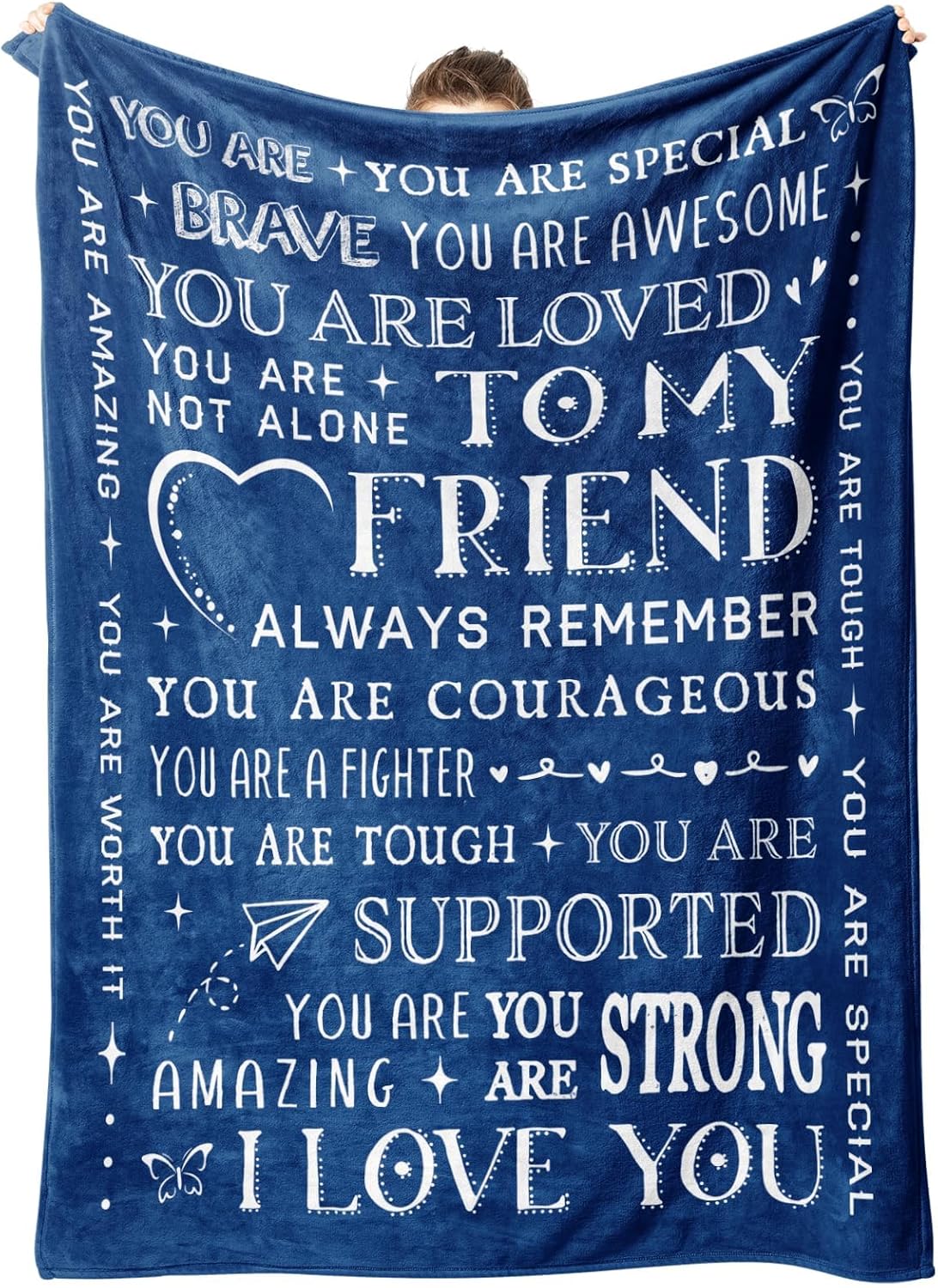 Blanket for Friend Gifts, “To My Friend Always Remember You Are Loved Supported Strong Brave”, From Best Friend, Birthday, Christmas, Inspirational