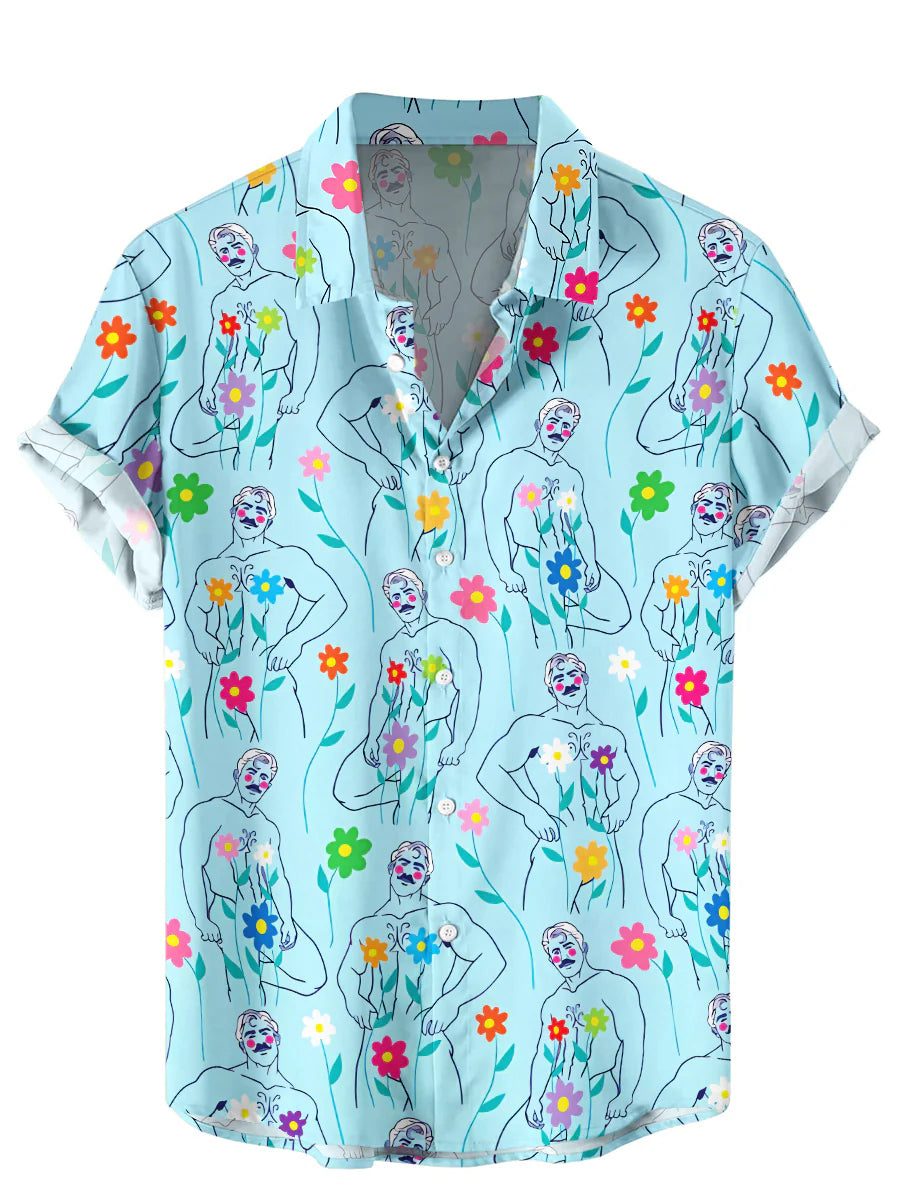 Men's Fun Sexy Floral Valentine's Day Print Hawaiian Shirt