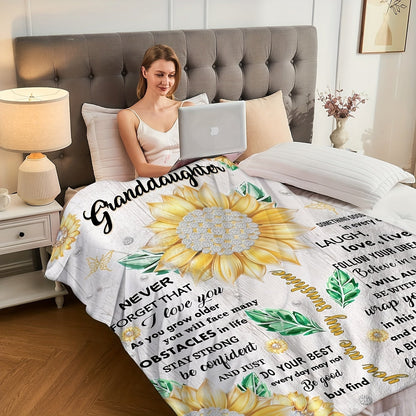 Gifts for Granddaughter Blanket, "To my Granddaughter Never Forget That I Love You", From Grandparents, Birthday, Christmas, Everyday Encouragement, Inspirational Motivational