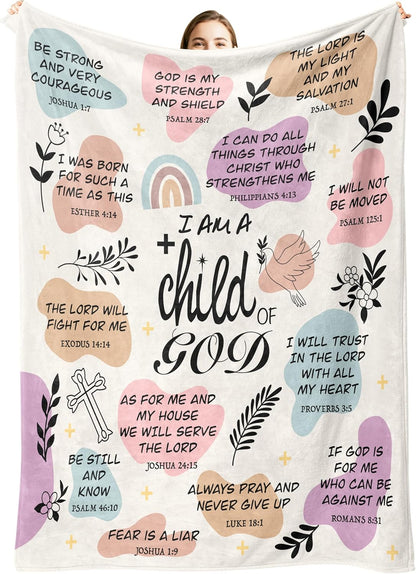Blanket for Son Gifts, “I Am A Child of God”, From Mom Dad, Birthday, Christmas, Graduation, Everyday Encouragement, Inspirational