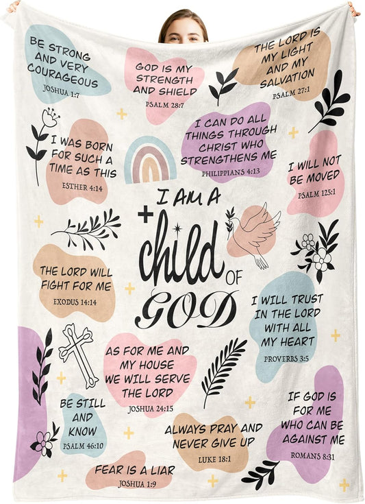 Blanket for Son Gifts, “I Am A Child of God”, From Mom Dad, Birthday, Christmas, Graduation, Everyday Encouragement, Inspirational