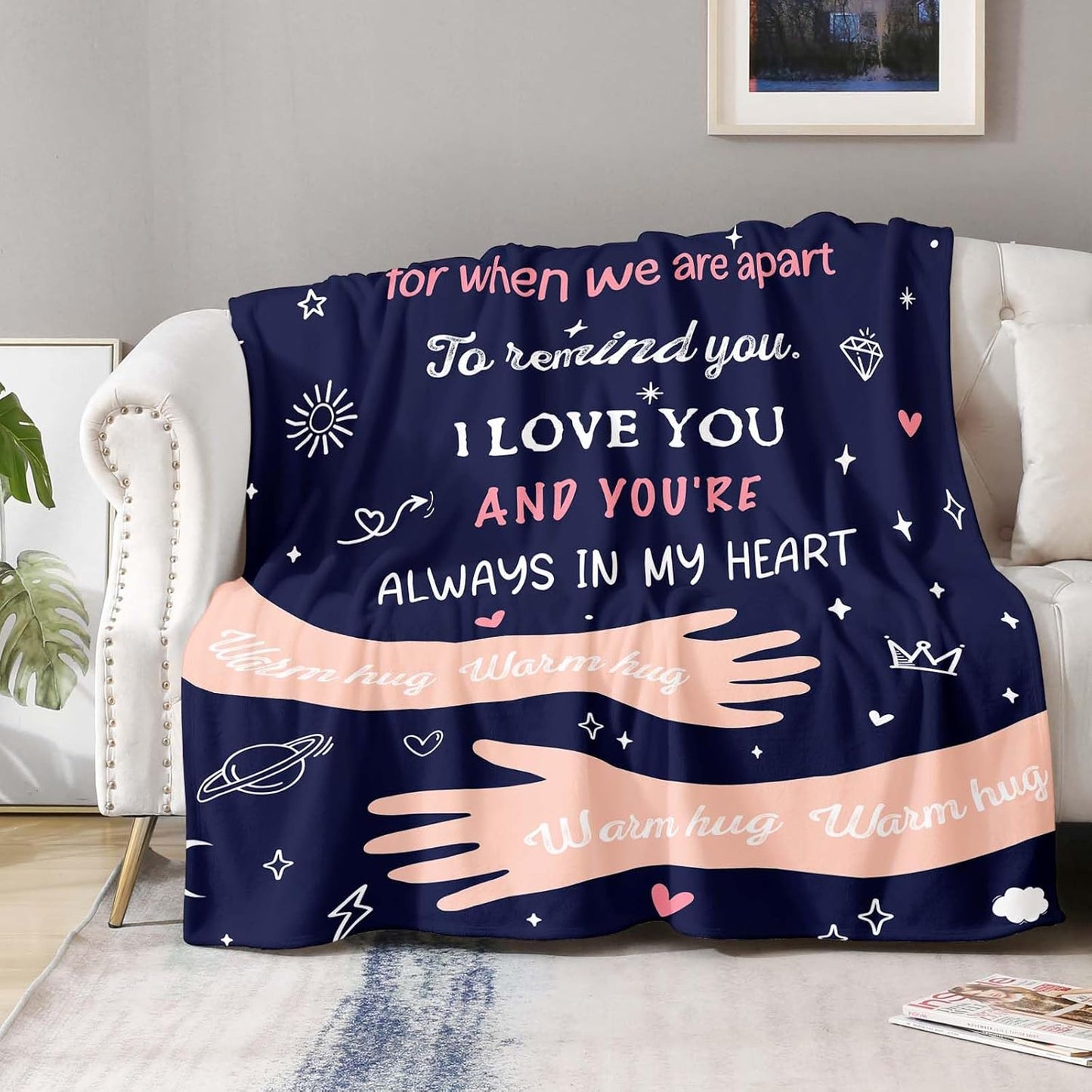 Blanket for Son Gifts, “This is a hug just for you... I love you and you’re always in my heart”, From Mom Dad, Birthday Christmas Graduation, Inspirational