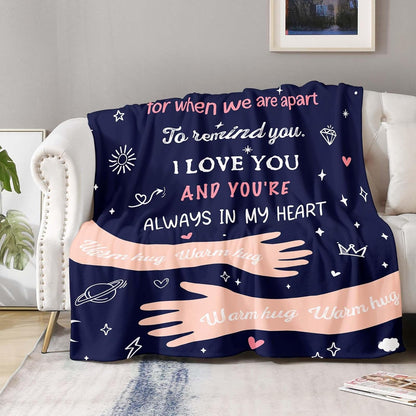 Blanket for Son Gifts, “This is a hug just for you... I love you and you’re always in my heart”, From Mom Dad, Birthday Christmas Graduation, Inspirational